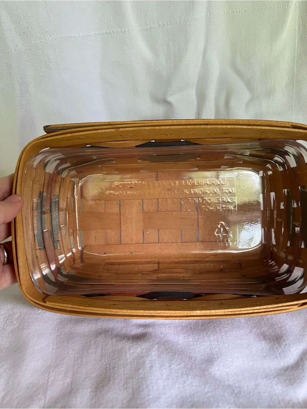 Longaberger Rectangular Woven Basket in Orange, Black & Natural